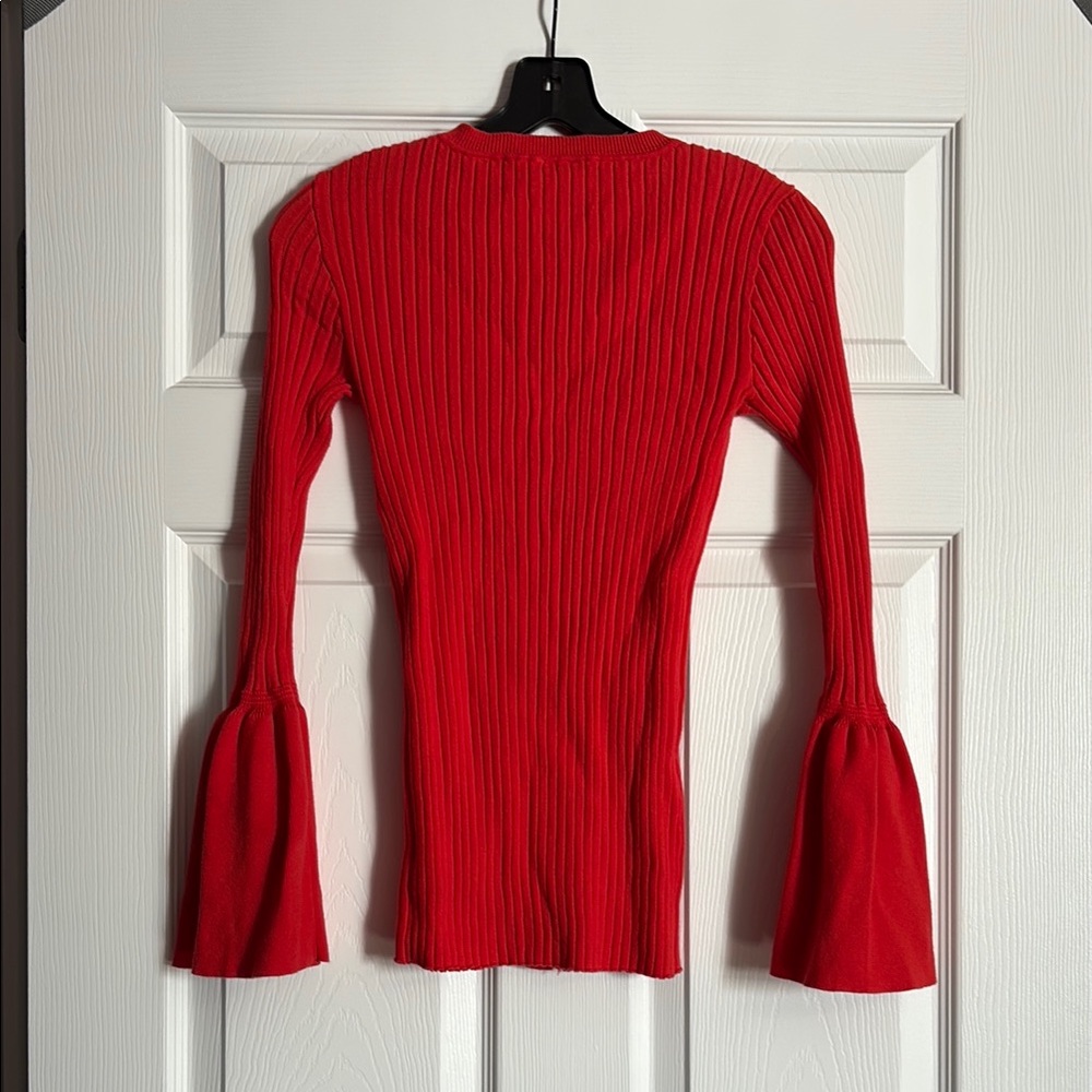 Chic Cabi Red Ribbed Button-Up Top - Picture 2 of 2
